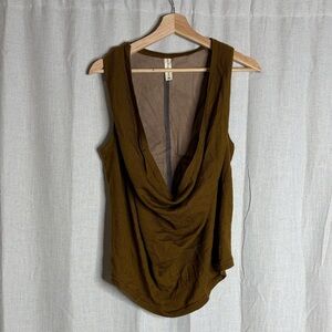 Maggie ward size M Elegant Brown Drape Neck Women's Top